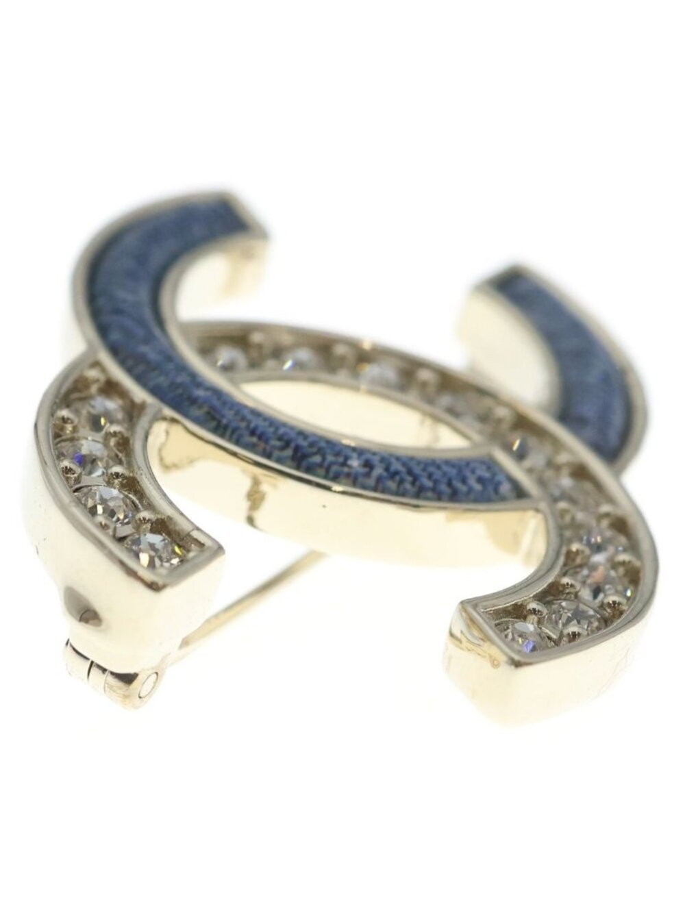 Chanel CC Logo Line Stone Denim Brooch - Picture 3 of 6